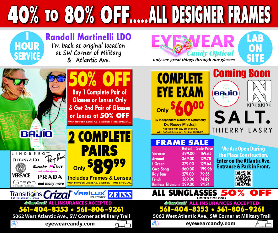 Eyewear Candy Optical Delray Beach, FL Eye Exams, Lenses, Frames